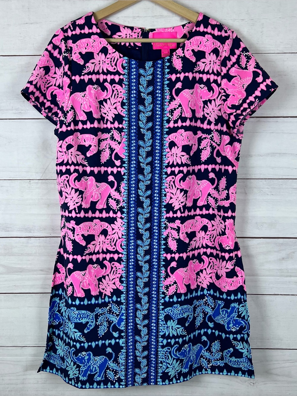 Women’s Lilly Pulitzer Blanca Stretch Romper Blue Pink Perfect Pair Size 14